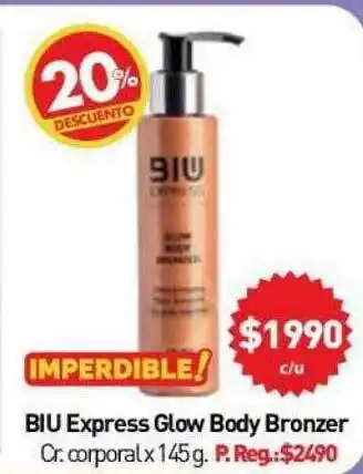 Anika Shop Biu express glow body bronzer cr. corporal 20% descuento oferta