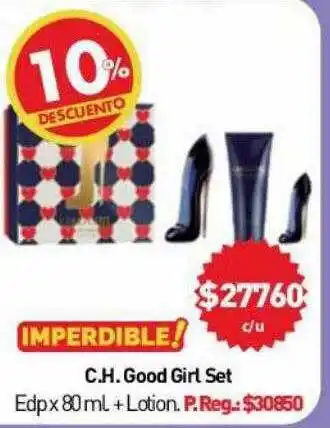 Anika Shop C.h. good girl set edp + lotion 10% descuento oferta