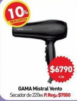 Anika Shop Gama mistral vento secador de 220w 10% descuento oferta