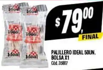Supermercados Yaguar Palillero Ideal 50UN Bolsa X1 oferta