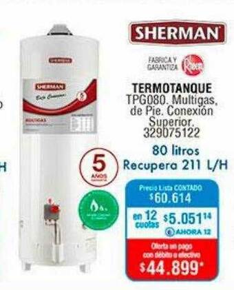 Perozzi Termotanque sherman oferta