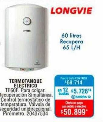 Perozzi Longvie termotanque electrico oferta