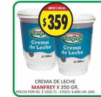 Supermercados Becerra Crema de leche manfrey oferta