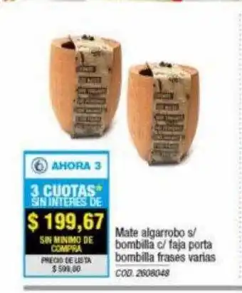 Mate algarrobo s bombilla c taja porta bombilla frases varias