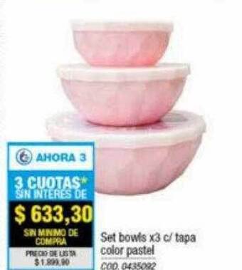 Rio Shop Deco Set bowls x3 c tapa color pastel oferta