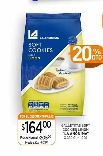 La Anonima Galletitas soft cookies limón oferta