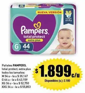 Cooperativa Obrera Pañales pampers total protect extra plus todos los tamaños oferta