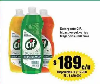 Cooperativa Obrera Detergente cif bioactive gel varias fragancias 300 cm3 oferta
