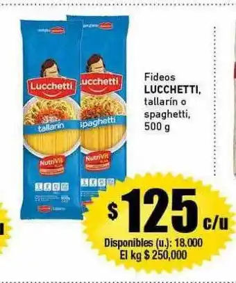 Cooperativa Obrera Fideos lucchetti tallarín o spaghetti oferta