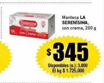 Cooperativa Obrera Manteca la serenísima con crema oferta