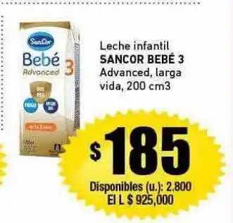 Cooperativa Obrera Leche infantil sancor bebé 3 advanced larga vida 200 cm3 oferta