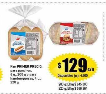 Cooperativa Obrera Pan primer precio para panchos o para hamburguesas oferta