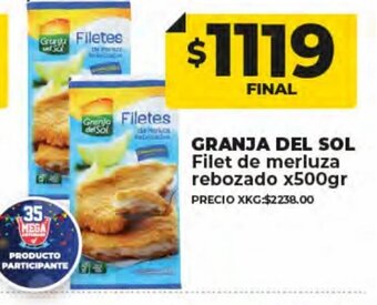 Supermayorista Vital Granja Del Sol Filet de merluza rebozado x 500 gr oferta