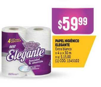 Makro Papel Higiénico Elegante x 4 u x 30 m oferta