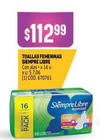 Makro Toallas Femeninas Siempre Libre x 16u oferta