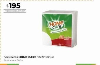 Disco Servilletas Home Care 32x32 x80un oferta