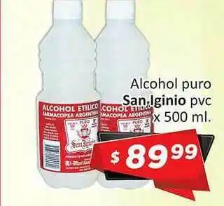 Gomez Pardo San Iginio Alcohol Puro PVC x 500 ml oferta