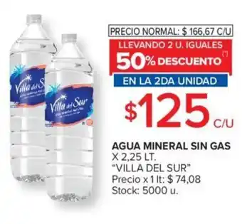 Carrefour agua Mineral Sin Gas x 2.25 LT Villa Del Sur oferta