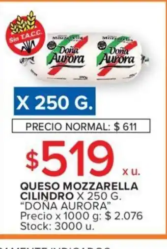 Carrefour Queso Mozzarella Cilindro x 250g Dona Aurora oferta