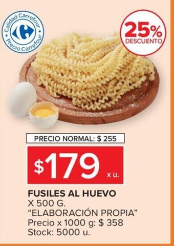 Carrefour Fusiles Al Huevo x 500g Elaboración Propia oferta