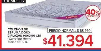 Carrefour Colchón De Espuma Doux 2 Plazas 140x190cm oferta