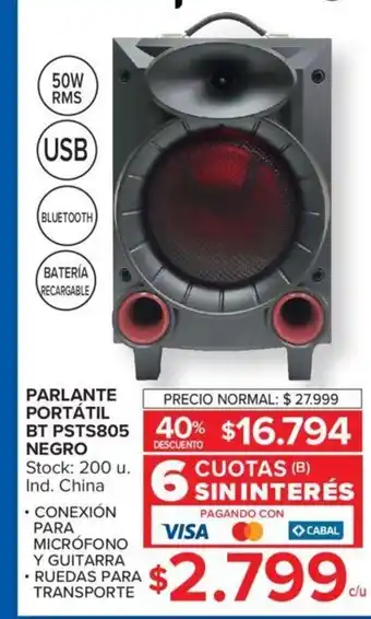 Carrefour Parlante Portátil BT PSTS805 Negro oferta