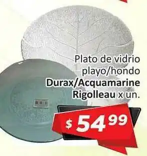 Gomez Pardo Plato De Vidrio Payo Hondo Durax Acquamarine Rigolleau oferta