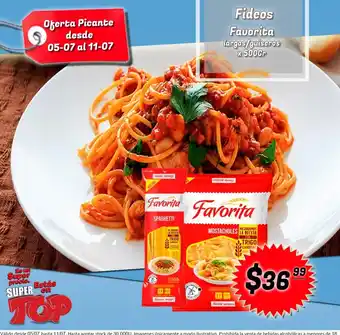 Supermercados Top Fideos Favorita largos/guiseros x 500gr oferta