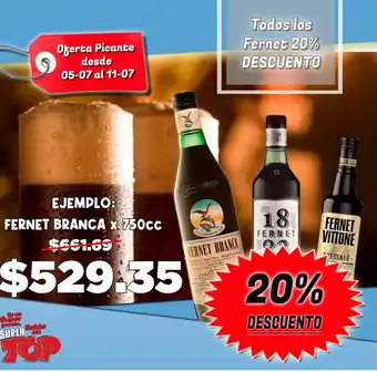 Supermercados Top Fernet Branca x 750cc oferta