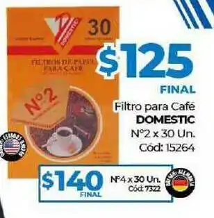 Diarco Domestic Filtro Para Café x 30 Un. oferta