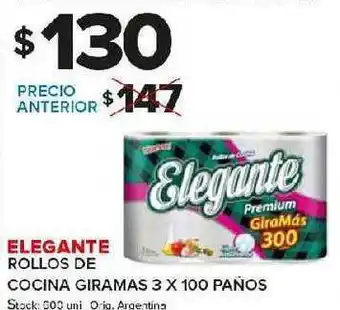 Carrefour Maxi Elegante Rollos De Cocina Giramas 3 X 100 Paños oferta
