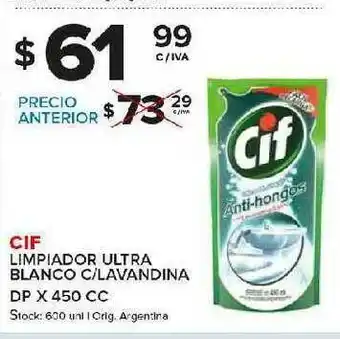 Carrefour Maxi Cif Limpiador Ultra Blanco C-Lavandina DP X 450 CC oferta