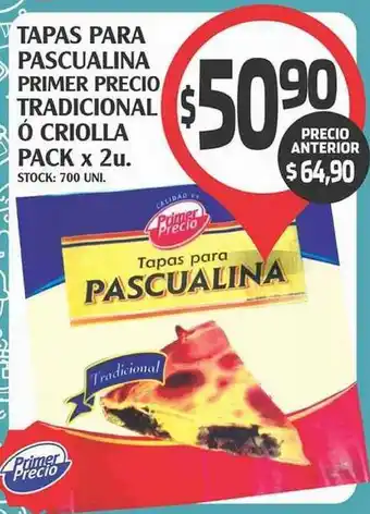 Supermercados Malambo Tapas Para Pascualina Primer Precio Tradicional ó Criolla Pack x 2u oferta