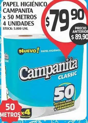 Supermercados Malambo Papel Higiénico Campanita x 50 metros 4 unidades oferta