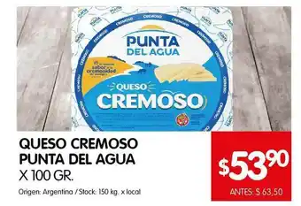 Disco Queso Cremoso Punta Del Agua x 100gr oferta