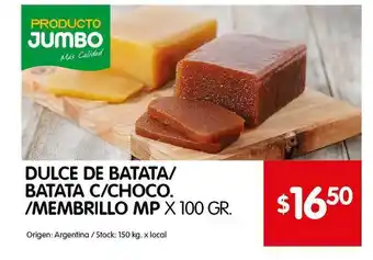 Disco Dulce De Batata Batata C Choco Membrillo Mp x 100gr oferta