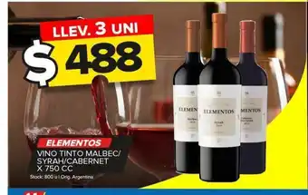 Carrefour Vino tinto elementos x 750cc oferta