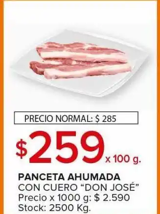 Carrefour Panceta ahumada con cuero don jose x 100g oferta