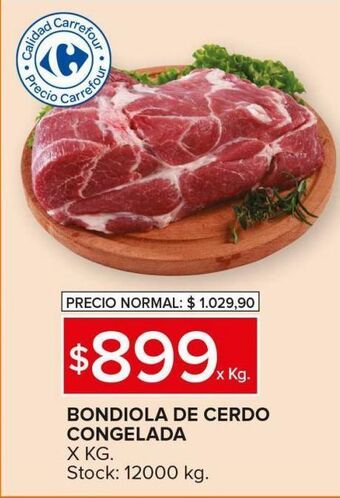 Carrefour Bondiola de cerdo congelada x kg oferta