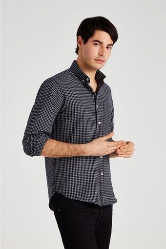 Macowens Camisa a cuadros negra oferta