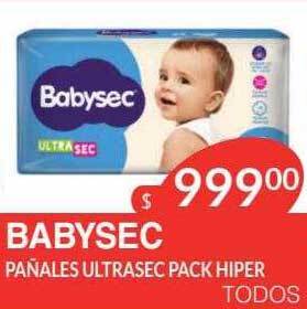Masivos Babysec pañales ultrasec pack hiper oferta