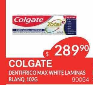 Masivos Colgate dentifrico max white laminas blanq oferta