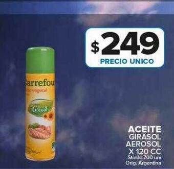 Carrefour Maxi Aceite girasol aerosol x 120 cc oferta