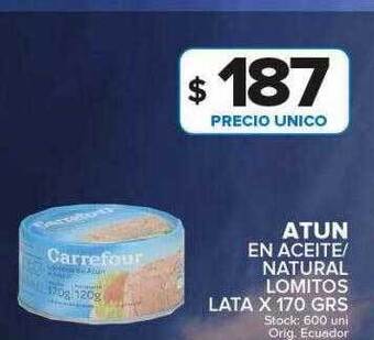 Carrefour Maxi Atun en aceite-natural lomitos lata x 170 grs oferta