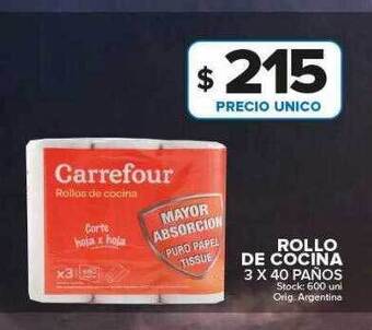Carrefour Maxi Rollo de cocina 3 x 40 paños oferta