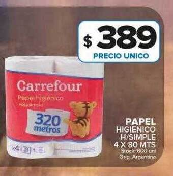 Carrefour Maxi Papel higienico h-simple 4 x 80 mts oferta