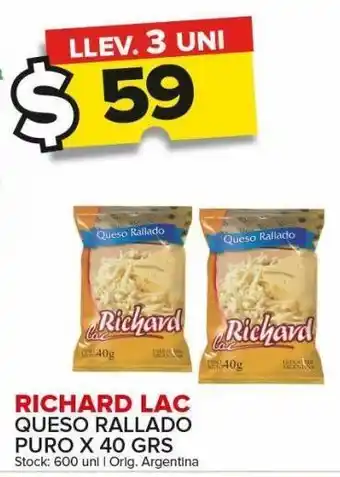 Carrefour Queso rallado richard lac x 40g oferta