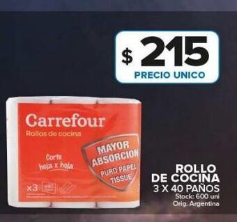 Carrefour Rollo de cocina carrefour 3 x 40 paños oferta