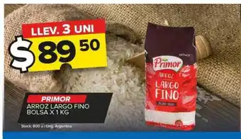 Carrefour Maxi Primor arroz largo fino bolsa x 1 kg oferta