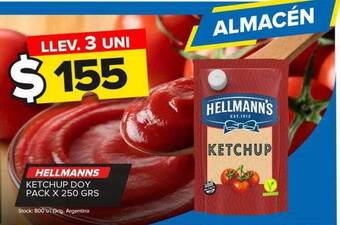 Carrefour Maxi Hellmanns ketchup doy pack x 250 grs oferta